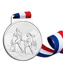 Sliver Medals, for Tramp Match Winner, Customizable Logo, 2nd Awards, Professional Metal Medallions, with Ribbon