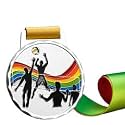 Sliver Medals, for Volleyball Match Winner, Customizable Logo, 2nd Awards, Professional Metal Medallions, with Ribbon