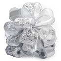 Sliver Snowflake Christmas Tree Topper Bow 11" with 4 Ribbon Streamers x 3 Yards Long Each for Holidy Elegant Fancy Home Décor Indoor