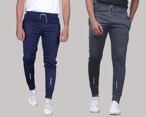 Slony Solid Men Grey Blue Track Pants