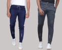 Slony Solid Men Grey Blue Track Pants