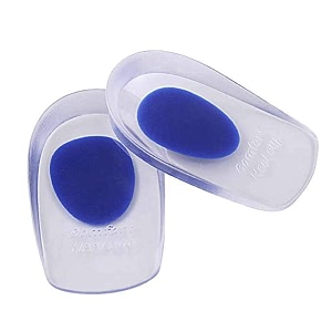 sloops silicone gel heel cups medical grade shoe inserts silica orthotic pads for plantar fasciitis bone spurs pain relief sore heel pain and achilles pain - blue - size largepack of 1 pair