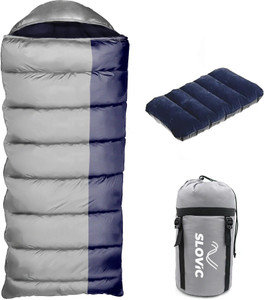 slovic camping sleeping bag 0 to 10c with pillow  ideal for indoors  outdoors sleeping bag multicolor