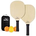 Slovic Pickleball Racket Set [2 Rackets + 4 Balls] | Wooden Pickle Ball Racket with Non-Slip Grip | Lightweight & Durable Pickleball Paddles Set | Games for Kids & Adults | Gifts for Kids