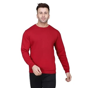 SLOWLORIS Mens Fleece Black Round Neck Sweatshirt