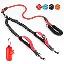 SlowTon Double Leash for Two Dogs, No Tangle & with Two Handles, Red M