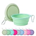 SLSON Collapsible Dog Bowl, 2Pack Macaron Color Pet Travel Bowls Silicone Foldable Water Feeder Dish for Small to Large Dogs Cat Walking Hiking Camping (Macaron Light Green and Light Yellow, Small)