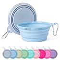SLSON Collapsible Dog Bowl Silicone, 2Pack Macaron Color Pet Travel Bowls