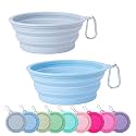 SLSON Collapsible Dog Bowl Silicone, 2Pack Macaron Color Pet Travel Bowls