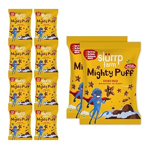 slurrp farm healthy snacks for kids  mighty puff choco ragi  not fried no maida  ragi snack for school tiffin and travel-friendly  10 x 20g each
