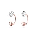 SLUYNZ 925 Sterling Silver Small CZ Half Hoop Earrings for Women Teens Tiny CZ Open Hoop Earrings Huggie Cartilage Helix Piercing Ball Screw Backs