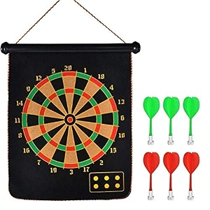 slyk magnetic dart board game for kids to adults double sided magnet dart board with 6 non pointed magnetic darts 17 inch