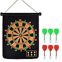 SLYK Magnetic Dart Board Game for Kids to Adults, Double Sided Magnet Dart Board with 6 Non Pointed Magnetic Darts (17 INCH)