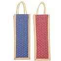 SM Dealer's Jute Water Bottle Bag with Handles Pack of 4 (2 Blue and 2 red)