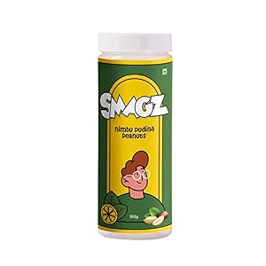 smagz nimbu pudina lemon mint roasted flavoured peanut healthy namkeen and snacks ready to eat 150g