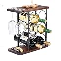 Metal Wall Hanging Mini Bar for Home Wine Rack, Holder | Wall Mounted Black Wine Rack with Storage (Natural, Black)