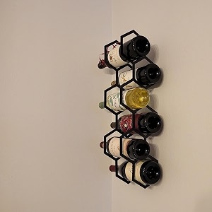 metal wall mounted wine rack bar cabinet  wall hanging mini bar for home - wine holder black