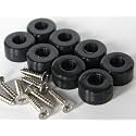Small 1/2" Dia and Extra Small 3/8" Dia Silicone Rubber Bumpers with Stainless Steel Screws (24 Pack) (Small 1/2", Black, 24)