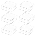 Small Acrylic Box Clear 6 Pack 2.4x2.4x0.79 Inches Min Clear Plastic Square Containers with Lid for Candy, Pill, Tiny Jewelry Beads, Coins