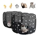 Small Animals Playpen Pop up Small Pet Cage Enclosure Hutch Kennel Tent Chick Run Brooder Box Coop Portable Foldable Outdoor Yard Fence for Kitten Ferret Puppy Guinea Pig Rabbit Hamster Chinchillas