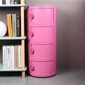Small Bathroom Cabinet, Round with Slide Drawers, Modern End Table Side Plastic Chest for Living Room Bedroom Bathroom(Pink,4 Tiers)