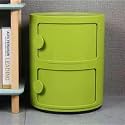 Small Bathroom Cabinet, Round with Slide Drawers, Modern End Table Side Plastic Chest for Living Room Bedroom Bathroom(Green,2 Tiers)