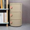 Small Bathroom Cabinet, Round with Slide Drawers, Modern End Table Side Plastic Chest for Living Room Bedroom Bathroom(Brown,3 Tiers)