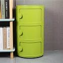 Small Bathroom Cabinet, Round with Slide Drawers, Modern End Table Side Plastic Chest for Living Room Bedroom Bathroom(Green,3 Tiers)
