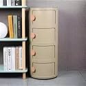 Small Bathroom Cabinet, Round with Slide Drawers, Modern End Table Side Plastic Chest for Living Room Bedroom Bathroom(Brown,4 Tiers)