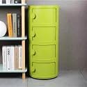 Small Bathroom Cabinet, Round with Slide Drawers, Modern End Table Side Plastic Chest for Living Room Bedroom Bathroom(Green,4 Tiers)