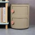 Small Bathroom Cabinet, Round with Slide Drawers, Modern End Table Side Plastic Chest for Living Room Bedroom Bathroom(Brown,2 Tiers)
