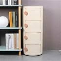 Small Bathroom Cabinet, Round with Slide Drawers, Modern End Table Side Plastic Chest for Living Room Bedroom Bathroom(White,4 Tiers)