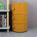 Small Bathroom Cabinet, Round with Slide Drawers, Modern End Table Side Plastic Chest for Living Room Bedroom Bathroom(Yellow,3 Tiers)
