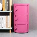 Small Bathroom Cabinet, Round with Slide Drawers, Modern End Table Side Plastic Chest for Living Room Bedroom Bathroom(Purple,3 Tiers)