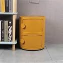 Small Bathroom Cabinet, Round with Slide Drawers, Modern End Table Side Plastic Chest for Living Room Bedroom Bathroom(Yellow,2 Tiers)