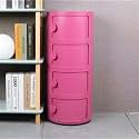 Small Bathroom Cabinet, Round with Slide Drawers, Modern End Table Side Plastic Chest for Living Room Bedroom Bathroom(Purple,4 Tiers)