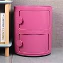 Small Bathroom Cabinet, Round with Slide Drawers, Modern End Table Side Plastic Chest for Living Room Bedroom Bathroom(Purple,2 Tiers)