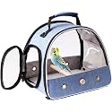 Small Bird Travel Carrier, Portable Bird Travel Carrier for Parakeet, Parrot, Budgie, Guinea Pig, Bearded Dragon Reptile Carrier for Hiking Vet Visit Bicycle Ride (Blue)