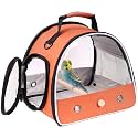 Small Bird Travel Carrier, Portable Bird Travel Outside Cage for Parakeet, Parrot, Budgie, Guinea Pig, Bearded Dragon Reptile Carrier for Hiking Vet Visit Bicycle Ride (Orange)