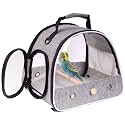 Small Bird Travel Carrier, Portable Bird Travel Cage for Parakeet, Parrot, Budgie, Guinea Pig, Bearded Dragon Reptile Carrier for Hiking Vet Visit Bicycle Ride (Grey)