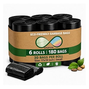 Small Black Garbage Bags 17x19 Inch Trash