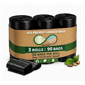 Small Black Garbage Bags 17x19 Inch Trash