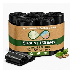 Small Black Garbage Bags 17x19 Inch Trash