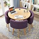 Small Dining Table Set, Round Dining Table and Chairs Set 4, Office Reception Room Club Table and Chair Set, Space-Saving Meeting Room Table for Home Living Room Balcony Cafe