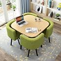 Small Dining Table Set, Round Dining Table and Chairs Set 4, Office Reception Room Club Table and Chair Set, Space-Saving Small Meeting Room Table for Home Living Room Balcony Cafe Break Roo