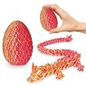 Small Dragon Eggs with Dragon Inside, 3D Printed Surprise Funny Gifts for Kids, Articulated Dragon Fidget Toys for Adults, Executive Desk Toys Office Room Décor (Orange Red)