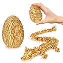 Small Dragon Eggs with Dragon Inside, 3D Printed Surprise Funny Gifts for Kids, Articulated Dragon Fidget Toys for Adults, Executive Desk Toys Office Room Décor (Gold)