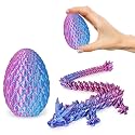 Small Dragon Eggs with Dragon Inside, 3D Printed Surprise Funny Gifts for Kids, Articulated Dragon Fidget Toys for Adults, Executive Desk Toys Office Room Décor (Gradient Light Purple-Red)