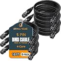 SMALL-EYE 5 Pin DMX Cables 10 ft 6 Pack, 4-Core Male to Female