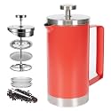 Stainless Steel Small French Press, 600ml Double Wall Insulated Coffee Maker Heat Resistant Non-Slip Handle, Portable Coffee Brewer for Home, Office, Camping, Single &amp; Couple Daily Use